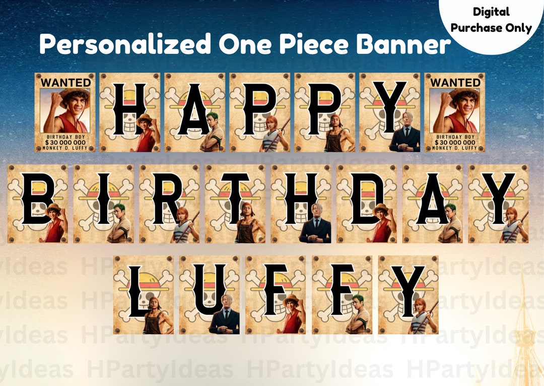 One Piece Personalize Happy Birthday Banner Luffy One Piece Etsy