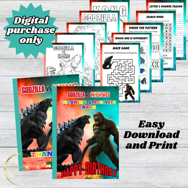 Godzilla vs King Kong Coloring and Activity Book Printable and ready to print