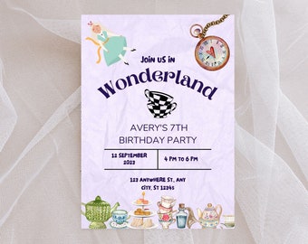Alice In Wonderland Themed Editable Invitation