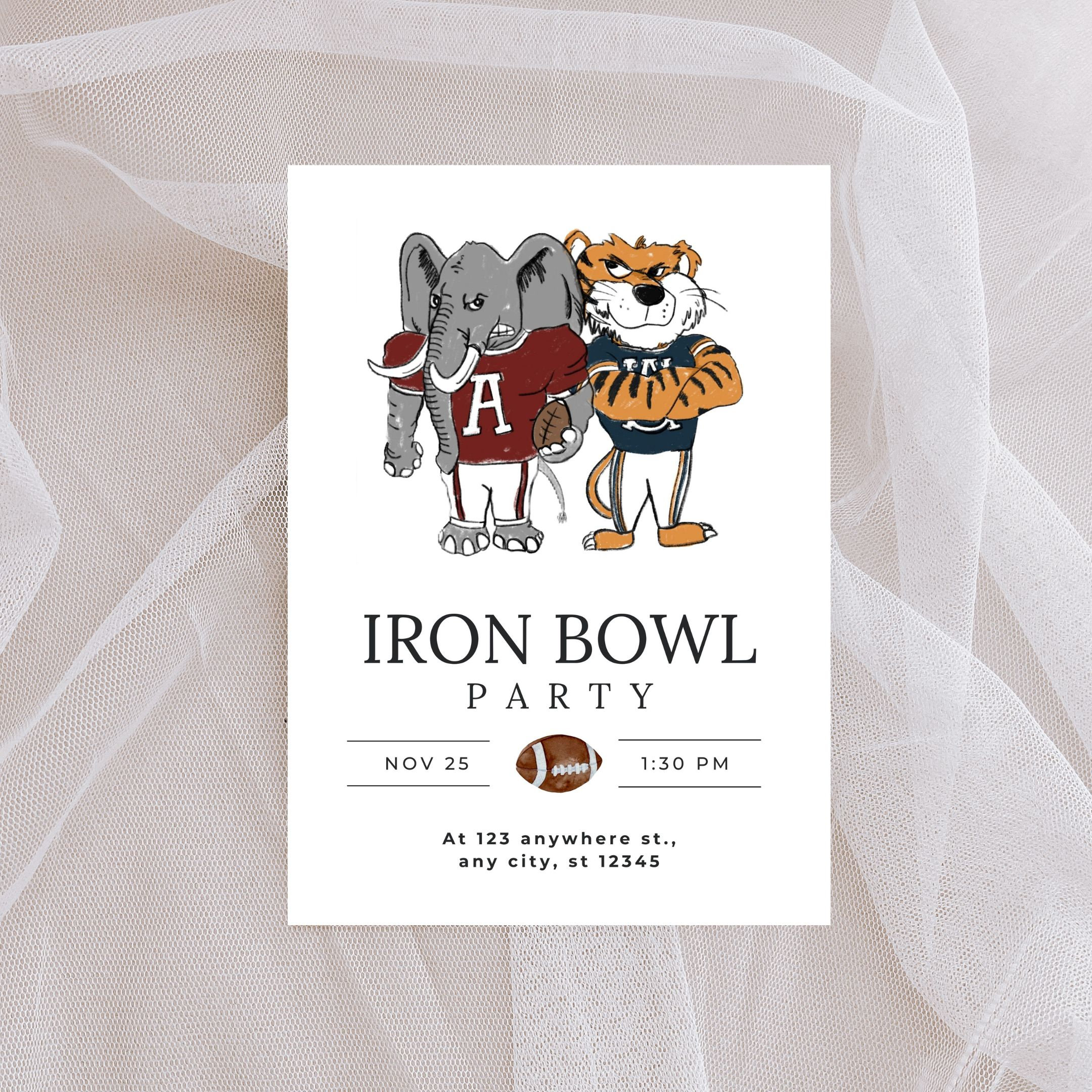 Editable Iron Bowl Watch Party Invitation Etsy