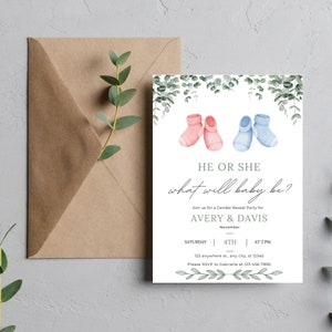 Simple Gender Reveal Editable Invitation