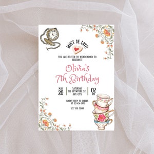 Alice In Wonderland Inspired Editable Invitation