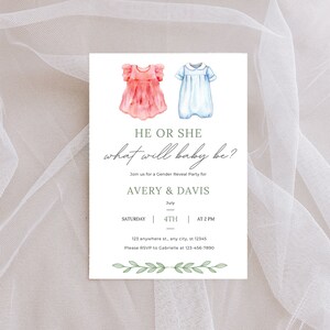 Simple Gender Reveal Editable Invitation