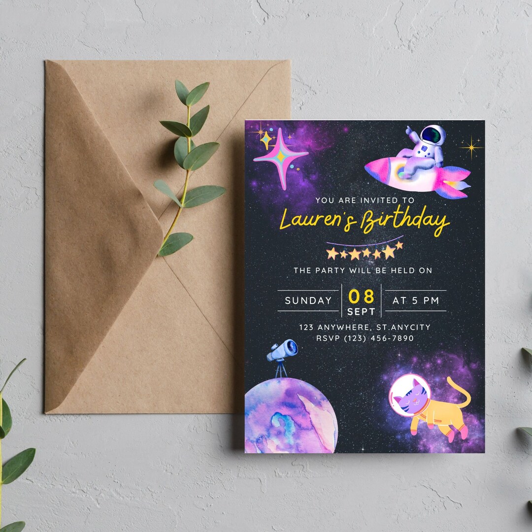 Space Themed Editable Invitation - Etsy