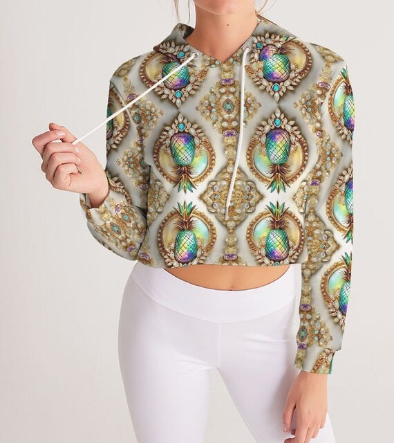 Women s Cropped Hoodie Precious Pineapple Etsy