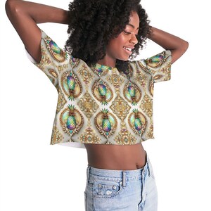 Women&#039;s Lounge Cropped Tee Precious Pineapple