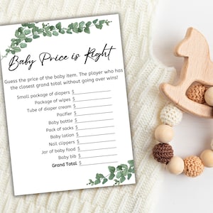 Minimalist Price is Right Game, Baby Shower Game, Printable The Price is Right, Editable Canva Template