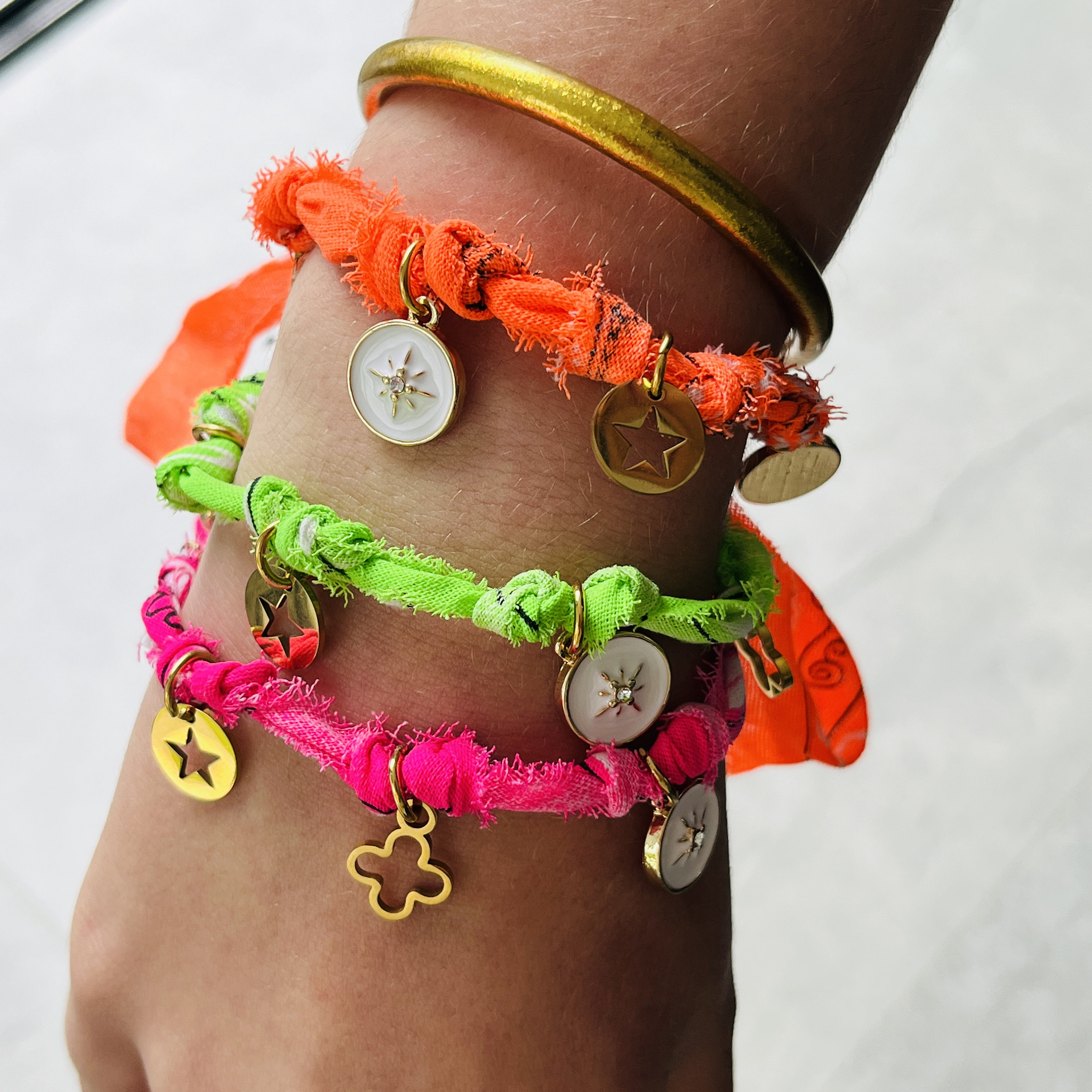 Trendy Bandana Bracelet – Original Mother’s Day Gift Adorned with stainless steel cross and star charms