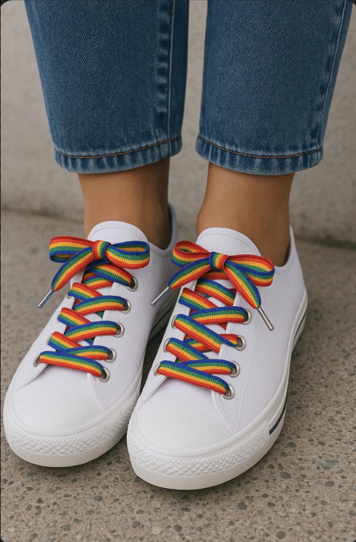 Handmade LGBTQIA+ Rainbow Shoelaces – Stylish Pride & Custom Accessory for Sneakers, Trainers or Boots | Shoeslaces