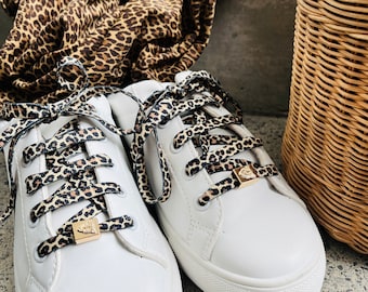 Stylish Leopard Shoelaces with Jewels – Custom Chic for Sneakers, Ankle Boots or Low-Top Sneakers | Original Shoelaces Accessory