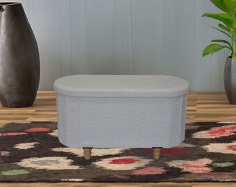 Esme Ottoman Collection, Boucle Storage Ottoman Bench in Ivory