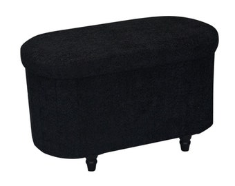 Esme Ottoman Collection, Boucle Storage Ottoman Bench in Black