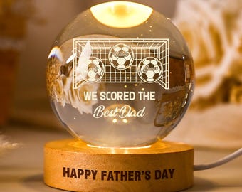 Best Dad Crystal Ball Night Light, Father's Day LED Night Light Gift, Gift for Grandad, Best Dad Ever, Funny Gift for Husband with Kids Name