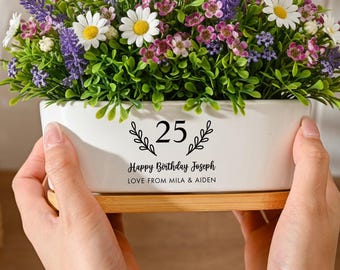 Custom 25th Birthday Plant Pot, Housewarming Garden Pot, Birthday Gift for Her, Milestone Gift, New Chapter Housewarming Gift, Special Age