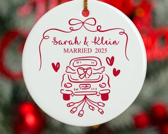 Personalized Married Ornament: First Christmas Keepsake, Mr & Mrs Ceramic Bauble