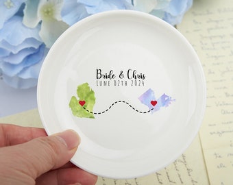 Personalized Jewelry Dish,Custom Ring Dish,Gift For Friend,Best Friend,Long Distance Gift,Move In Gift,Map Dish Gift,Birthday Gifts for Her