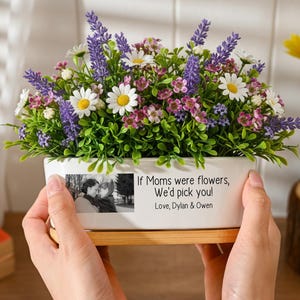 Custom Photo Planter, If Moms Were Flowers I'd Pick You, Personalised Family Picture Garden Pot, Birthday Gift for Mom, Father's Day Gift