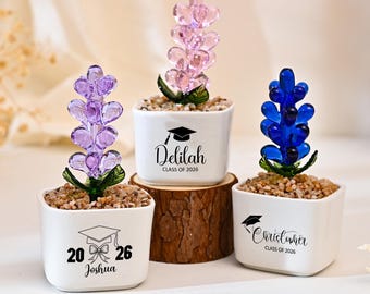 Custom Graduation Glass Flower Pot, 2026 Graduation Gift, Class of 2026, Gift For Daughter, High School Grad, Dorm Decor, Master Degree Gift