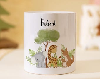 Personalized Animal Piggy Bank for Children, Coin Bank, Birthday Gifts for Kid, Ceramic Money Box with Name, Back To School Gift, Baptism