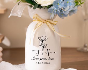 Engaged Ceramic Flower Vase: Wedding, Anniversary, Engagement Gift