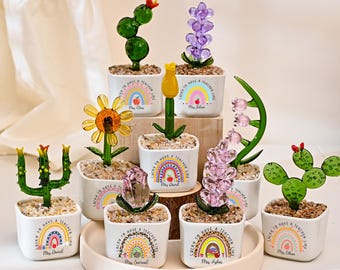 Stained Glass Teacher Flower Pot, Teacher Appreciation Gift, Rainbow Succulent, Thank You Gifts for Teacher Retirement, Back to School Gift