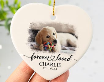 Custom Pet Memorial Ornament: Forever Loved Ceramic Dog Loss Gift