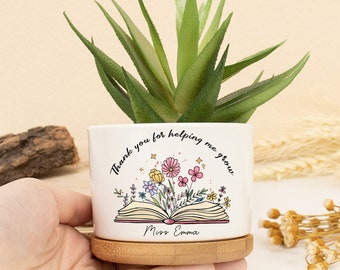 Thank You For Helping Me Grow Flower Pot, Plant Pot, Mini Succulent Planter, Teacher Appreciation Gift, Gift for Teacher, Thank You Gift