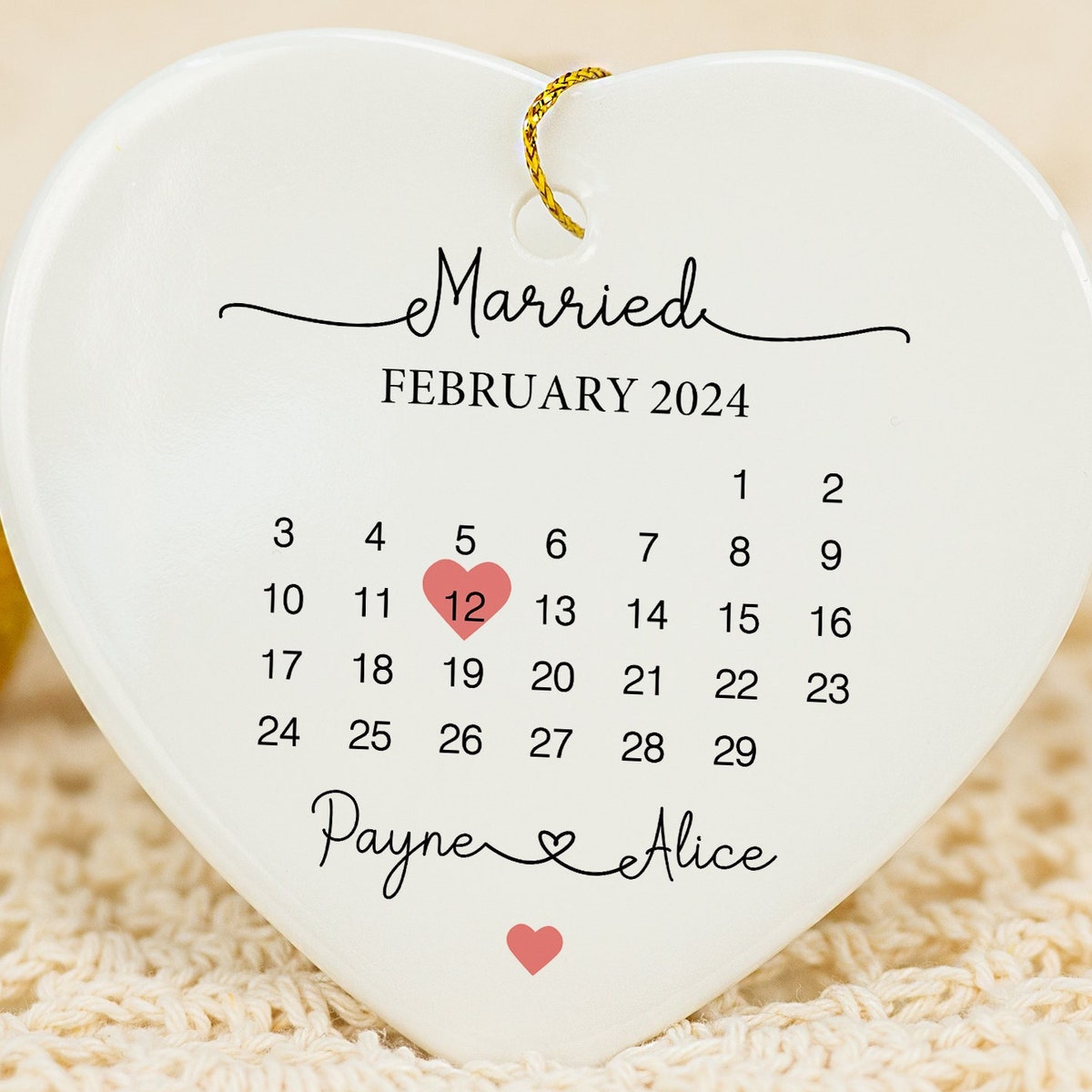 Personalised Married Calendar Date Ceramic Hanging Keepsake, Wedding Gift, Heart Plaque Gift for Couples With Wrapped Box, Mr & Mrs Gift - Etsy