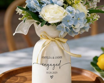 Regalo de compromiso personalizado, florero personalizado, regalo para recién comprometidos, regalos de compromiso, regalo de boda para pareja.