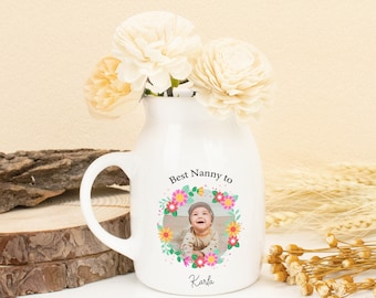 Personalized Photo Vase Gifts For Mom, Custom Kids Picture Ceramic Vase, Mothers Day Gift for Grandma Mom Nana, Grandma's Garden Flower Vase