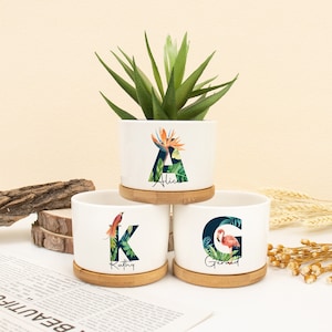 Mini macetero para suculentas, maceta con inicial, maceta personalizada, regalo para mejor amigo, compañero de trabajo o compromiso.