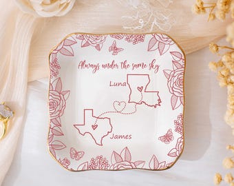 Long Distance Friendship Gift, Galentine Gift Jewelry Dish, Always Under The Same Sky Ring Dish, State To State Gift, BFF Gift, Besties Gift