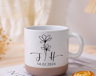 婚約記念陶器プリントマグカップ、セラミックウェディングカップ、記念日の記念品、婚約ギフト、カップルへのクリスマスプレゼント、ブライダルシャワーギフト