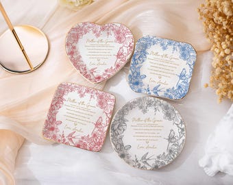 Wedding Ring Dish for Mother-in-law, Personalized Mother Of The Groom Gift, Custom Jewelry Holder, Toile De Jouy Gift from Daughter in law