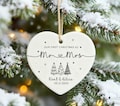 Personalised Mr & Mrs Keepsake Gift, First Christmas as Mr + Mrs, 1st Christmas Married Bauble, Christmas Gift for Couples, Newlyweds Gifts product logo