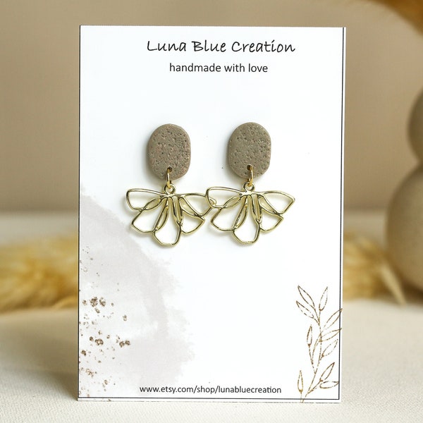 Belles boucles d'oreilles, clous d'oreilles en pâte polymère, design moderne, boucles d'oreilles tendance en fimo, cadeaux minimalistes