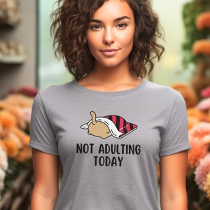 Not Adulting Today T-shirt: Funny Humorous Cat Tee