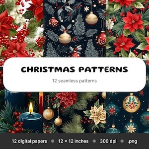 Christmas time seamless printable digital paper pack - Instant Download - Commercial Use - Scrapbook Paper-Digital paper Patterns 12x12 inch