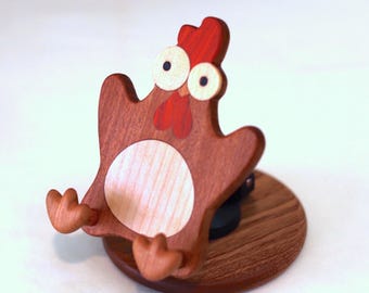 Quirky Chicken Wooden Phone Stand – A Fun and Whimsical Gift