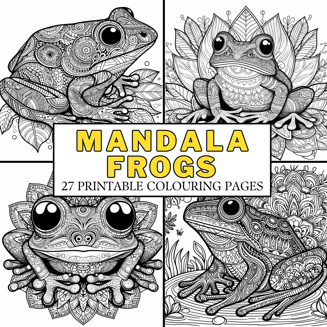 Mandala Frog COLOURING PAGES, 27 Printable Coloring Pages, Mindful ...