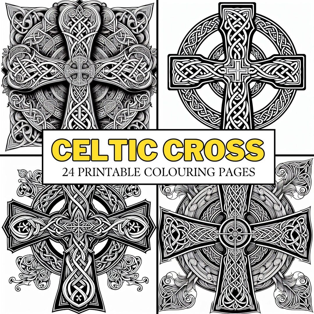 Celtic Cross COLOURING PAGES 24 Printable Coloring Pages, Calming ...