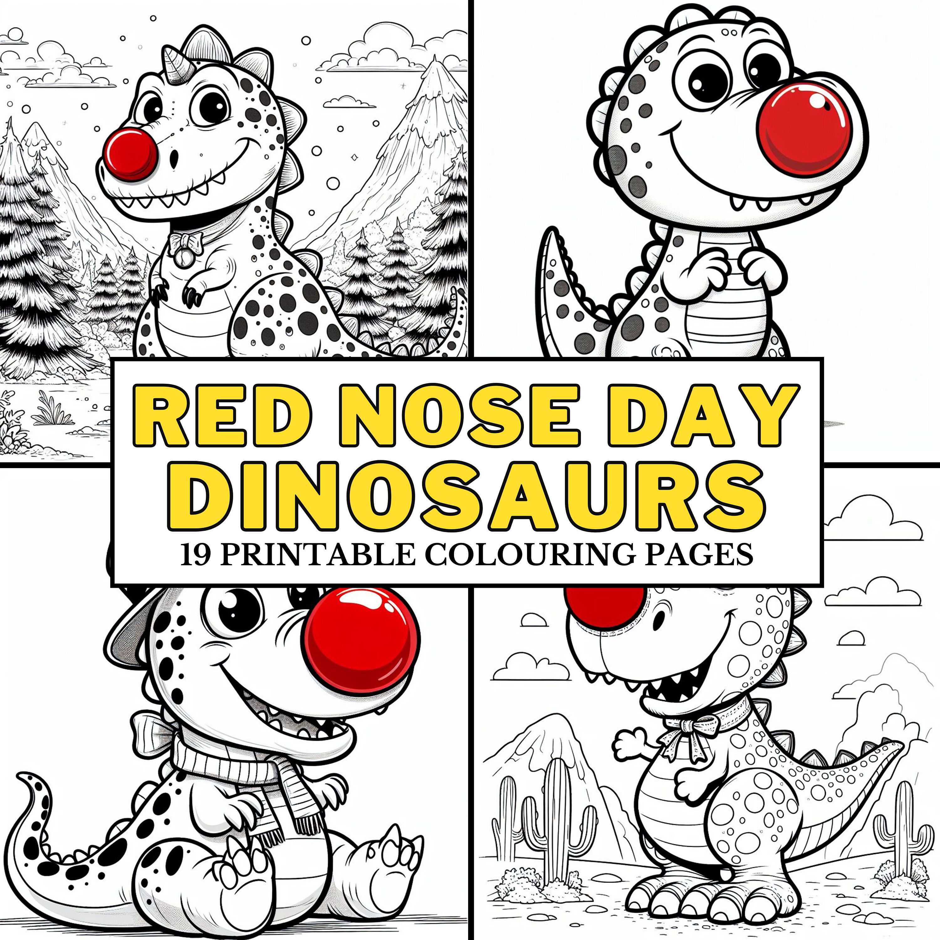 Red Nose Day Dinosaurs COLOURING PAGES 19 Printable Coloring Pages, Fun