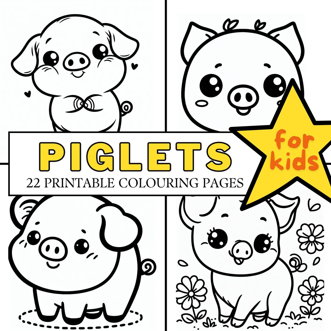 Cute Piglets COLOURING PAGES 24 Printable Coloring Pages, for Toddlers ...