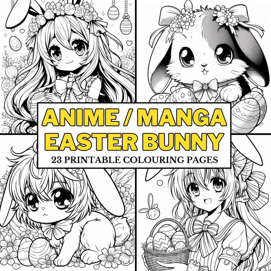Anime / Manga Easter Bunny COLOURING PAGES 24 Printable Coloring Pages