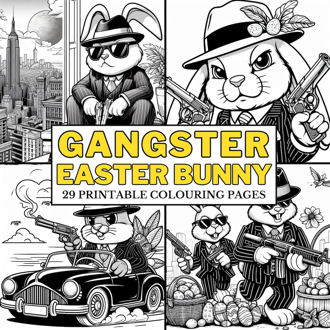 Gangster Easter Bunny COLOURING PAGES 29 Printable Coloring Pages