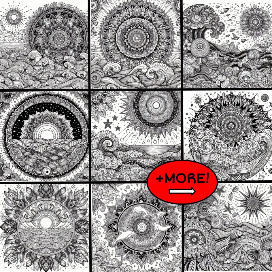 Ocean Mandala COLOURING PAGES 32 Printable Coloring Pages, Relaxation ...