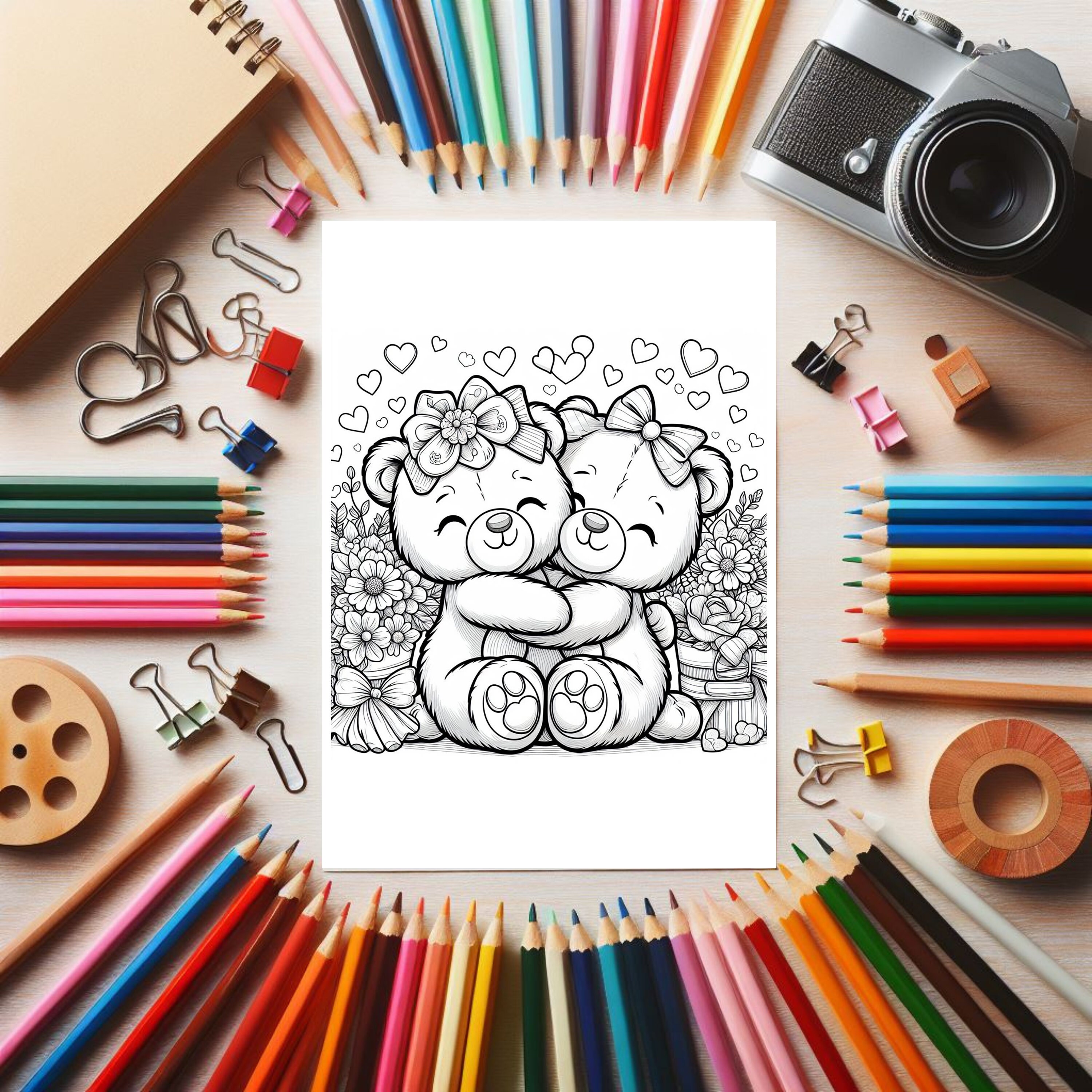 Teddy Bears in Love COLOURING PAGES 25 Printable Coloring Pages, Cute ...