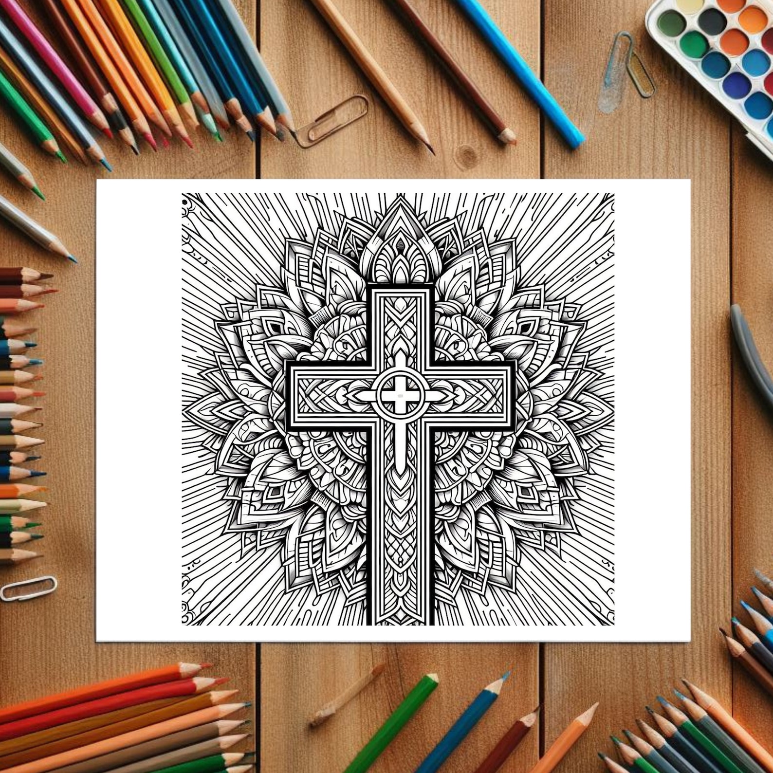 Christian Cross Mandala COLOURING PAGES 21 Printable Coloring Pages ...