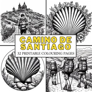 PAGES À colorier Camino de Santiago 32 pages à colorier imprimables, relaxantes, apaisantes, réfléchissantes, conscientes, activités, amusantes pour les adultes et les pèlerins !