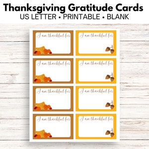 Thanksgiving-bedankkaarten afdrukbaar | Ik ben dankbaar voor
